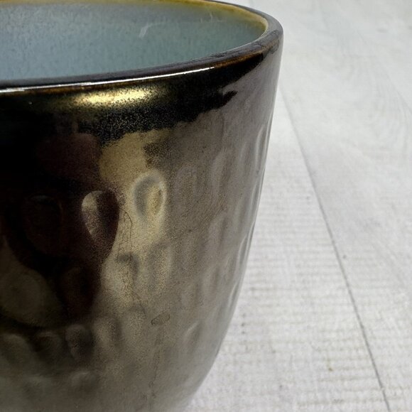 Food Network ANGELICA Light Blue Bronze Metallic 16oz Stoneware Cups Mugs Set 3 - Picture 12 of 16